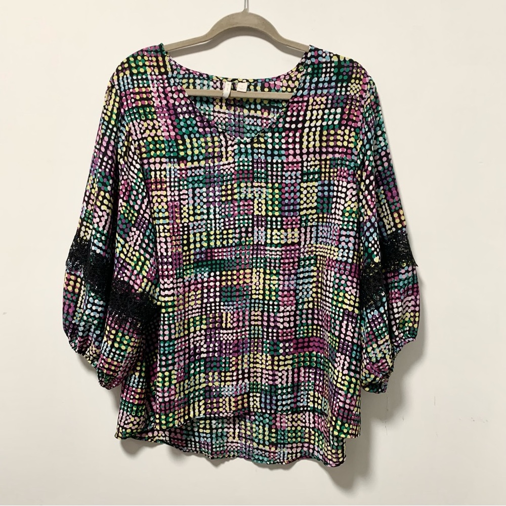 Est 1946 3/4 Ballon Sleeve With Lace Multicolor Women's Blouse XL